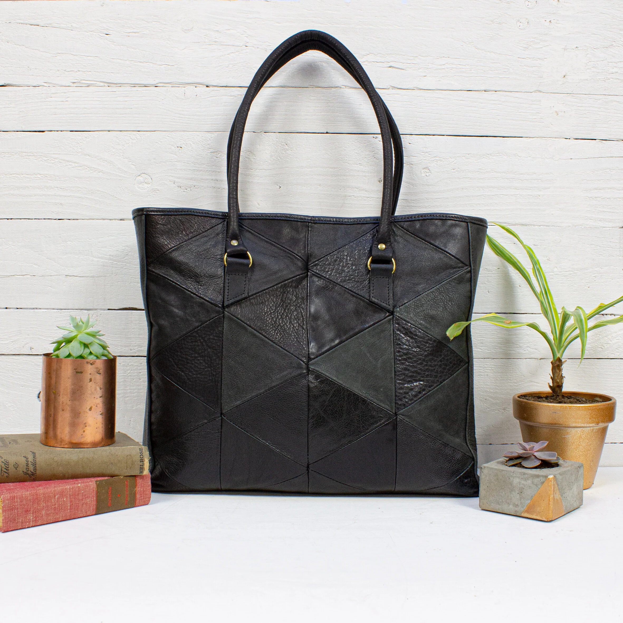 Black leather tote bag designer clearance